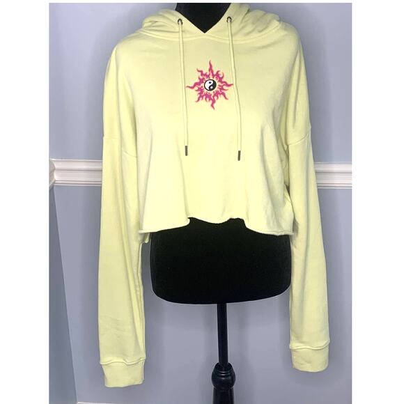 Empyre Cropped Lightweight Hoodie Sweatshirt - Womens Large - Yellow - NWT - Picture 2 of 6